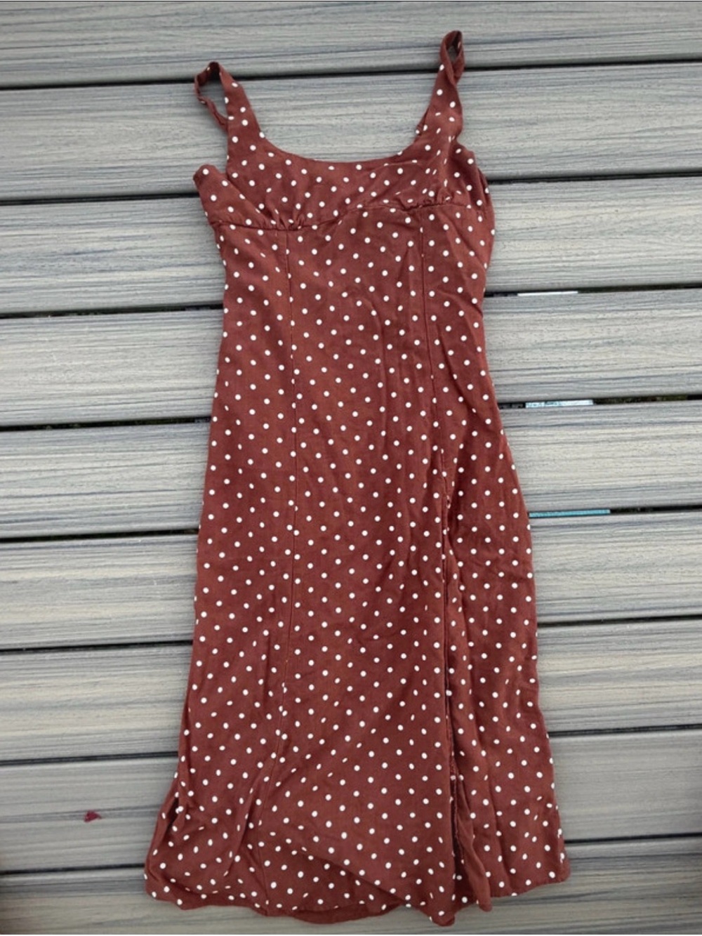 Polka Dot Dress - Rust Brown